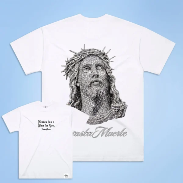 Custom White Gothic Script Graphic T-Shirt - Style D31084 - product detail view 3