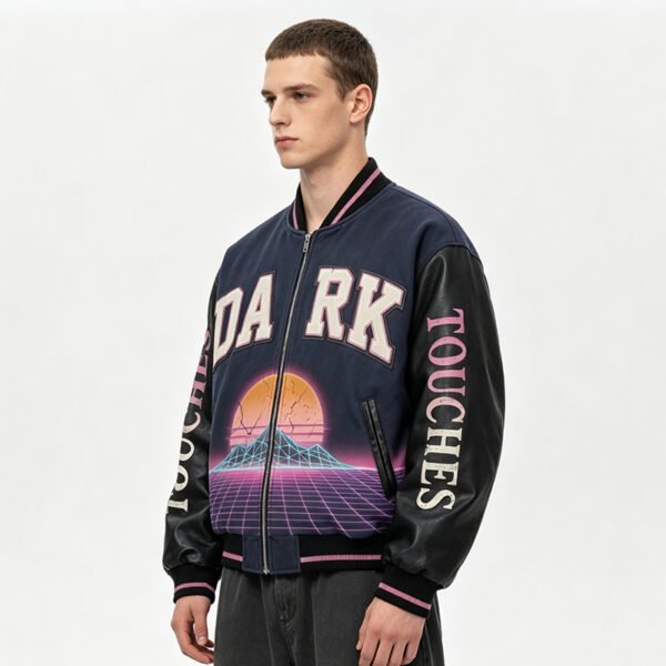 Custom Graphic Applique Varsity Bomber Jacket - Style 814F22 Custom Graphic Applique Varsity Bomber Jacket - Style 814F22