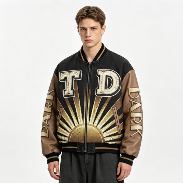 Custom Graphic Zip-Front Varsity Jacket - Style C83981 - product detail view 3
