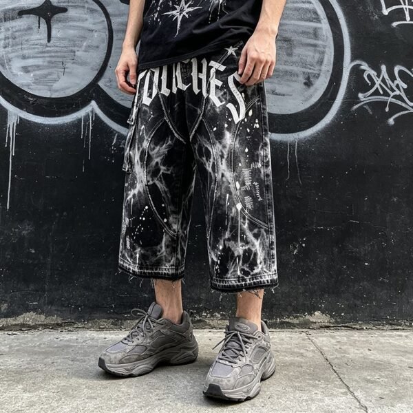 Custom Graphic Vintage Cropped Pants 713-01 - Style 0242FF - product detail view 2