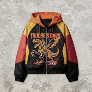 Custom Color-Block Hooded Graphic Windbreaker - Style 7B4D7B
