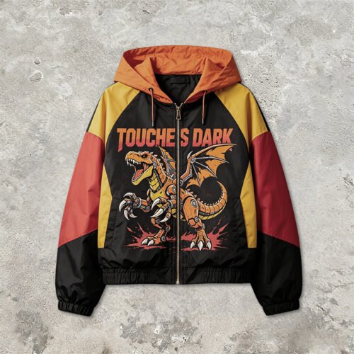 Custom Color-Block Hooded Graphic Windbreaker - Style 7B4D7B