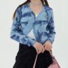 Custom Women's Gray Tie-Dye Crop Zip Cardigan - Style 2E27A3 - product detail view 2 Custom Women's Gray Tie-Dye Crop Zip Cardigan - Style 2E27A3 - product detail view 2