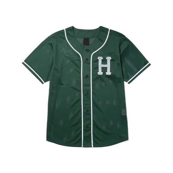 Custom Green Mesh Button-Front T-Shirt - Style D8FBE1 - product detail view 5 Custom Green Mesh Button-Front T-Shirt - Style D8FBE1 - product detail view 5