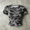 Custom Grey Camo Slim Crop T-Shirt - Style ECA69F - product detail view 5