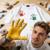 Custom Oversized Handprint Graphic T-Shirt | - Style 06B6DA - product detail view 3 Custom Oversized Handprint Graphic T-Shirt | - Style 06B6DA - product detail view 3