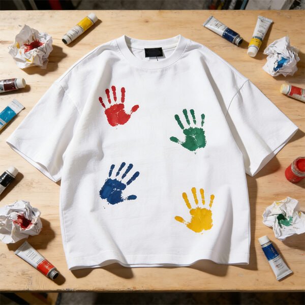 Custom Oversized Handprint Graphic T-Shirt | - Style 06B6DA - product detail view 5 Custom Oversized Handprint Graphic T-Shirt | - Style 06B6DA - product detail view 5