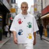 Custom Oversized Handprint Graphic T-Shirt | - Style 06B6DA - product detail view 8 Custom Oversized Handprint Graphic T-Shirt | - Style 06B6DA - product detail view 8