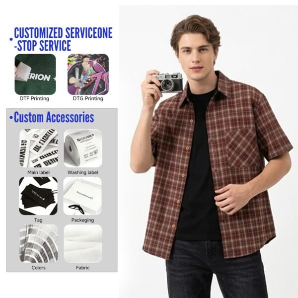 Custom Heavy Plaid Short-Sleeve Shirt 6161 - Style F9EB2B - product detail view 2