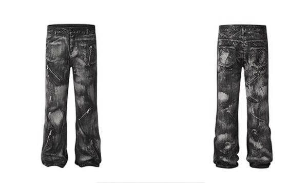 Custom heavy-wash wide-leg denim jeans
