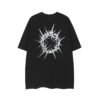 Custom Heavyweight Oversized Graphic T-Shirt - Style 93D799 Black oversized t-shirt with a white crown of thorns graphic