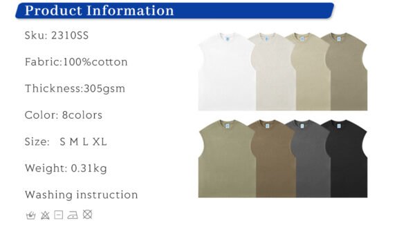 Custom Heavyweight Sleeveless Streetwear Tank Top 2310SS - Style 4ED4AE - product detail view 4