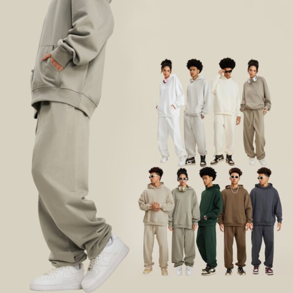 Custom Heavyweight Brushed Terry Sweatpants - Style AA6AA0 Light grey relaxed fit terry sweatpants with drawstring
