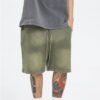 Men's vintage-washed heavyweight olive green straight shorts