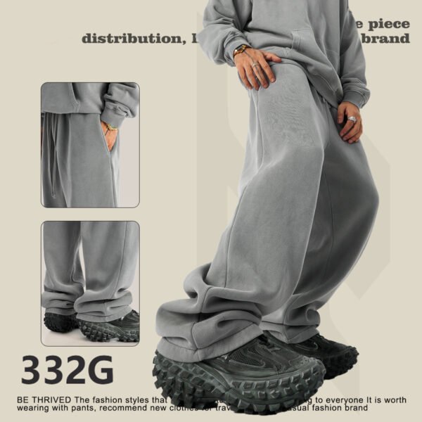 Custom Heavyweight Washed Wide-Leg Sweatpants K2437 - Style 3DC1C0 - product detail view 2