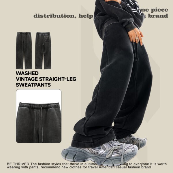 Custom Heavyweight Washed Wide-Leg Sweatpants K2437 - Style 3DC1C0 - product detail view 3
