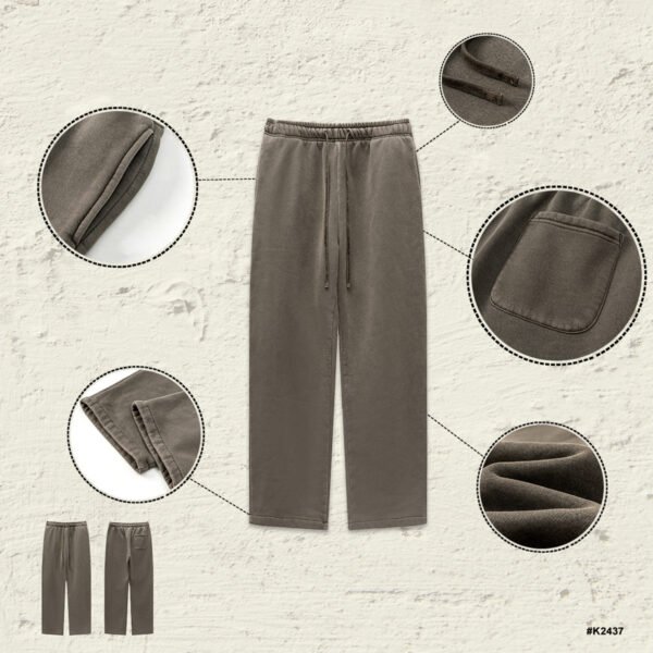 Custom Heavyweight Washed Wide-Leg Sweatpants K2437 - Style 3DC1C0 - product detail view 4