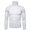 White men's high collar slim fit pullover sweater