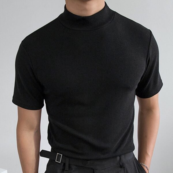 Custom High-Collar 180 GSM Slim T-Shirt - Style 7D69E5 - product detail view 4