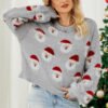 Custom Women's Holiday Puff Sleeve Pattern Sweater - Style B08A6F - product detail view 3 Custom Women's Holiday Puff Sleeve Pattern Sweater - Style B08A6F - product detail view 3