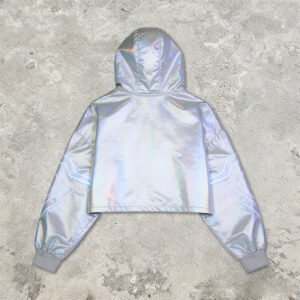 Custom Holographic Reflective Cropped Pullover Hoodie - Style C8D62F