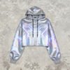 Custom Holographic Reflective Cropped Pullover Hoodie - Style C8D62F - product detail view 2