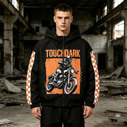 Custom Hooded Graphic Checker-Sleeve Windbreaker - Style 71CBD5 Custom Hooded Graphic Checker-Sleeve Windbreaker - Style 71CBD5