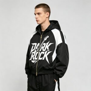 Custom Hooded Patchwork Graphic Jacket | - Style F6D749