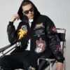 Custom Hooded Patchwork Varsity Jacket - Style F4D7D0 - product detail view 3 Custom Hooded Patchwork Varsity Jacket - Style F4D7D0 - product detail view 3