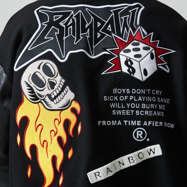 Custom Hooded Patchwork Varsity Jacket - Style F4D7D0 - product detail view 5 Custom Hooded Patchwork Varsity Jacket - Style F4D7D0 - product detail view 5