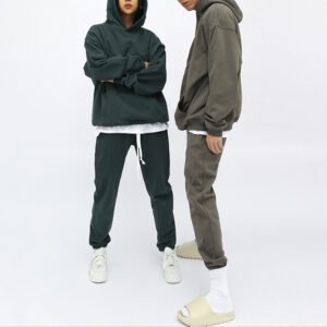 Dark green and charcoal fleece hoodie and jogger set