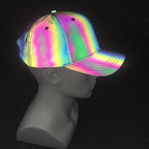 Iridescent reflective baseball cap with rainbow colors
