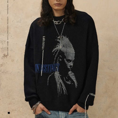 Custom Irregular Graphic Knit Sweater - Style 444EB1 Custom Irregular Graphic Knit Sweater - Style 444EB1
