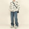 Custom Irregular Stripe Crewneck Knit Sweater - Style BCE0C4 - product detail view 2 Custom Irregular Stripe Crewneck Knit Sweater - Style BCE0C4 - product detail view 2