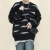 Custom Irregular Stripe Crewneck Knit Sweater - Style BCE0C4 - product detail view 3 Custom Irregular Stripe Crewneck Knit Sweater - Style BCE0C4 - product detail view 3