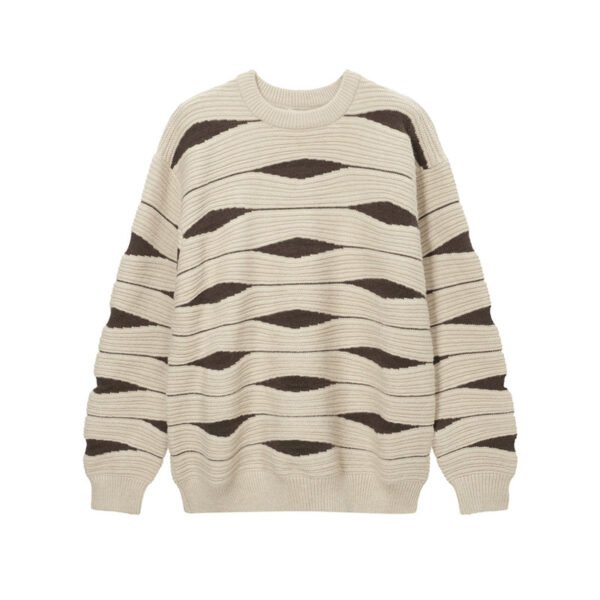 Custom Irregular Stripe Crewneck Knit Sweater - Style BCE0C4 - product detail view 5 Custom Irregular Stripe Crewneck Knit Sweater - Style BCE0C4 - product detail view 5
