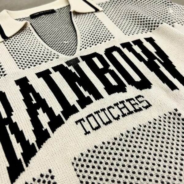Custom Jacquard Grid Mesh Polo Sweater - Style 9F6E4F - product detail view 4 Custom Jacquard Grid Mesh Polo Sweater - Style 9F6E4F - product detail view 4