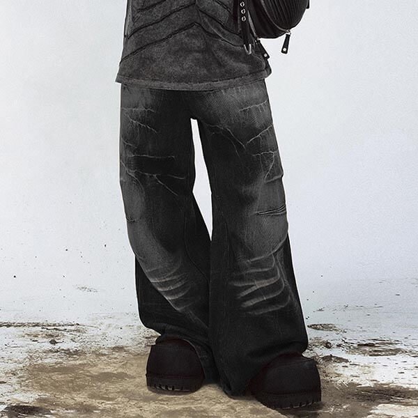 Custom Vintage-Wash Jeans with Panel Print Registration - Style E12F19 - product detail view 2 Custom Vintage-Wash Jeans with Panel Print Registration - Style E12F19 - product detail view 2