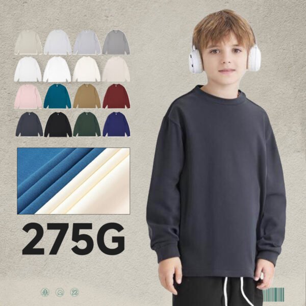 Custom Kids 275GSM Combed Cotton Long-Sleeve T-Shirt BT275507 - Style 2CC2CF Kids heavyweight long sleeve t-shirt available in multiple colors.