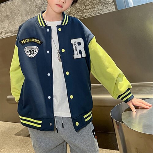Custom Kids Color-Block Varsity Jacket - Style 0E2500 Custom Kids Color-Block Varsity Jacket - Style 0E2500
