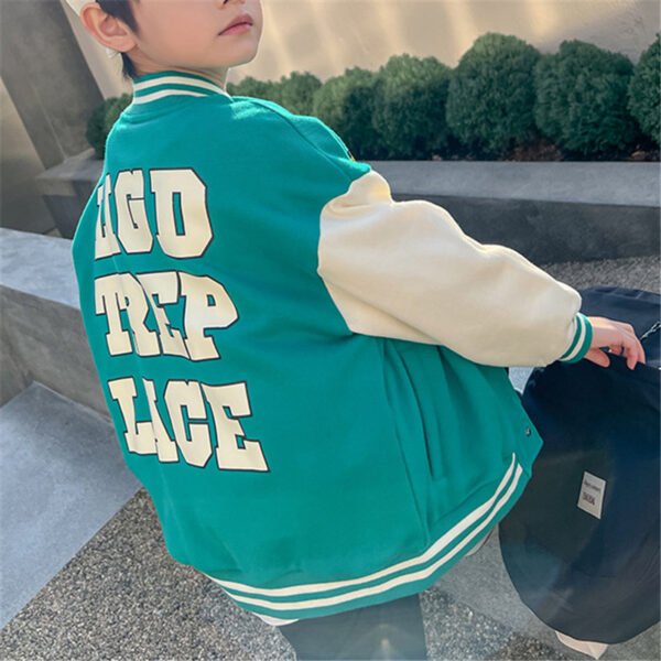 Custom Kids Color-Block Varsity Jacket - Style 0E2500 - product detail view 4