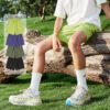 Kids woven shorts with contrast panels in multiple colors