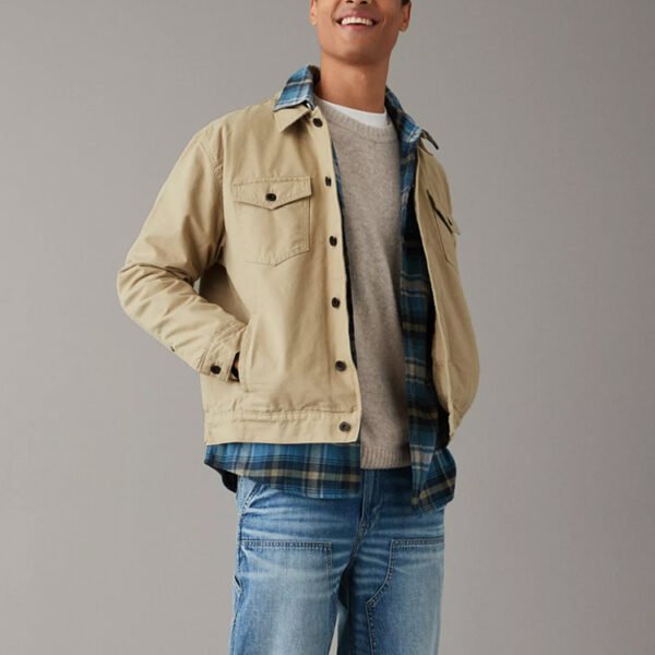 Custom Layered Plaid Collar Overshirt Coat - VW-1999 - Style 1999BA - product detail view 5