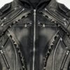 Custom Washed Layered Multi-Zip Cropped Hoodie - Style FF9CA9 - product detail view 2