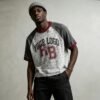 Custom Distressed Layered Raglan Cropped T-Shirt - Style 4A6F98 - product detail view 7
