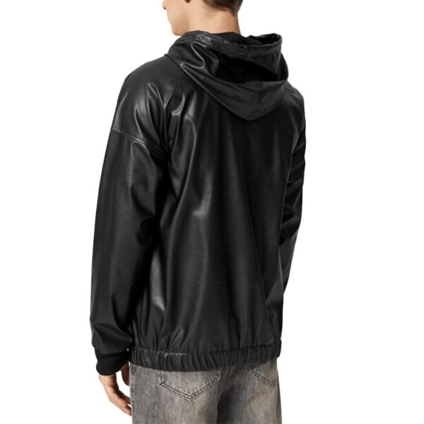 Custom Black Leather-Look Pullover Hoodie | 97B3 - Style 97B361 - product detail view 5 Custom Black Leather-Look Pullover Hoodie | 97B3 - Style 97B361 - product detail view 5