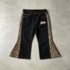 Custom Leopard Panel Flare Capri Jeans - Style 732CE2 Custom Leopard Panel Flare Capri Jeans - Style 732CE2