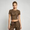 Custom Leopard Print Cropped Stretch Tee - Style 9CE65F - product detail view 5 Custom Leopard Print Cropped Stretch Tee - Style 9CE65F - product detail view 5