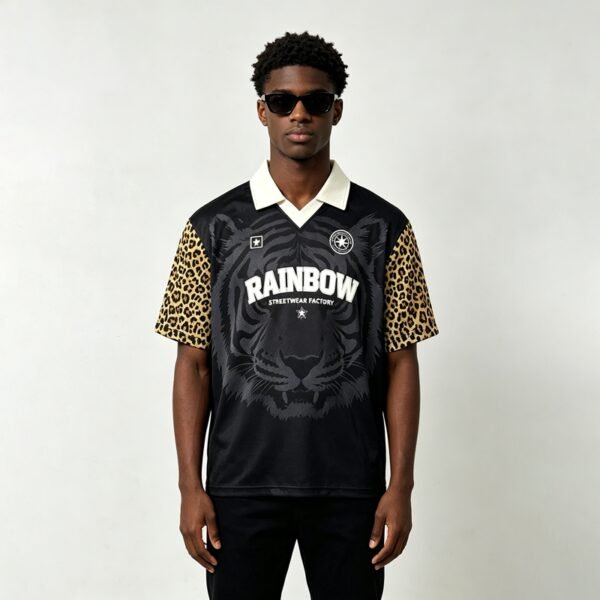 Custom Leopard Sleeve Polo Streetwear Jersey - Style A704FA - product detail view 8