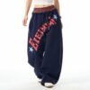 Custom Vintage Letter Print Wide-Leg Sweatpants - Style 1D6BFA - product detail view 2 Custom Vintage Letter Print Wide-Leg Sweatpants - Style 1D6BFA - product detail view 2